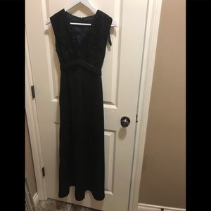 Velvet black evening dress gown sexy yet modest and classy, lovely high quality